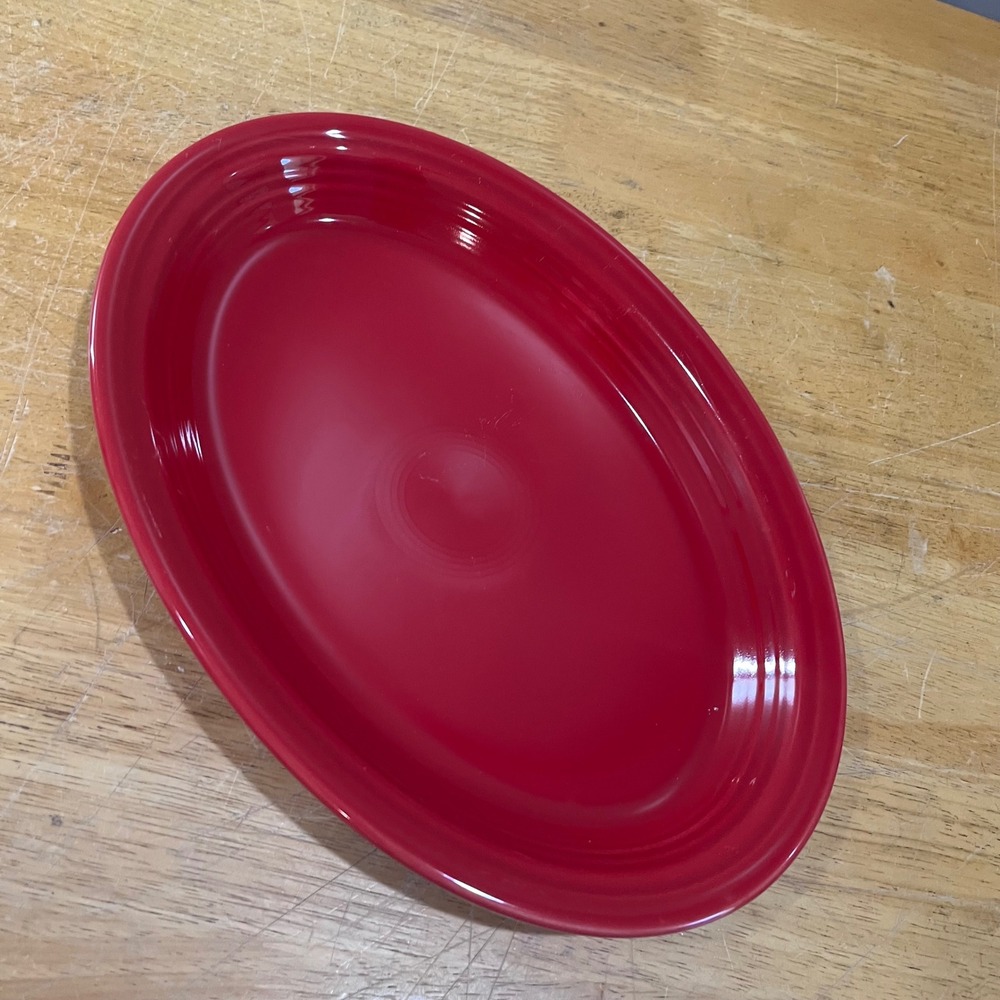 Fiesta Scarlet Red Oval Serving Platter 11.5" Homer Laughlin Ceramic Vtg Style